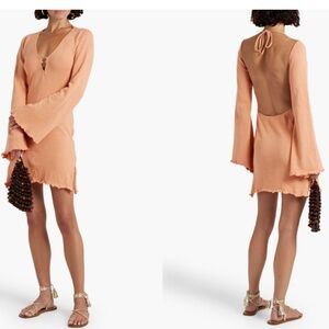 NWT Savannah Morrow Yara open-back mini dress in peach. xs